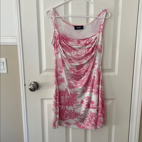 CIDER Toile De Jouy Ruched Mini Dress - Picture 7 of 13